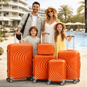 Висок клас авио спинъри ТR ORANGE ABS- 5 броя, разширяващи се, четири въртящи колелца,заключване с цифров шифър, всички екстри, куфари